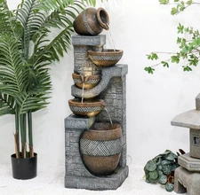 42.5in Modern Cascading Indoor&outdoor Water Fountain For Gardon Yard Home Decor