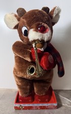 Rudolph the Red Nosed Reindeer Playing Saxophone Animated Musical 13  NWT Video