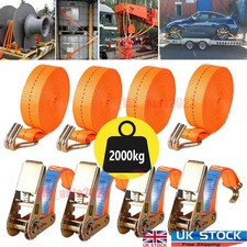 Ratchet Straps Tie Down 4 x 25mm endless 5 Metre Orange 2000kg Lashing Straps UK