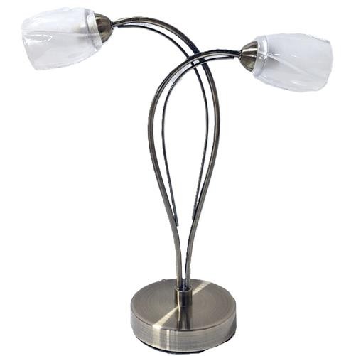 Litecraft Table Lamp Touch 2 Arm With Frosted Shades - Antique Brass Clearance