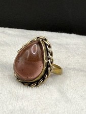 Vintage Glass Ring Teardrop Pink Size 7.5 READ