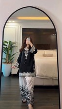 3 PIECE PAKISTANI DESIGNER FARSHI SHALWAR SUIT WEDDING PARTY WEAR WOMEN EID