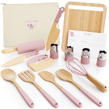 Wooden Cooking  Baking Set for Kids - Safe  Real Kitchen Tools Give Toddler...