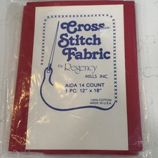 14 Count Aida Cross Stitch Fabric 12  x18  RED - N O S