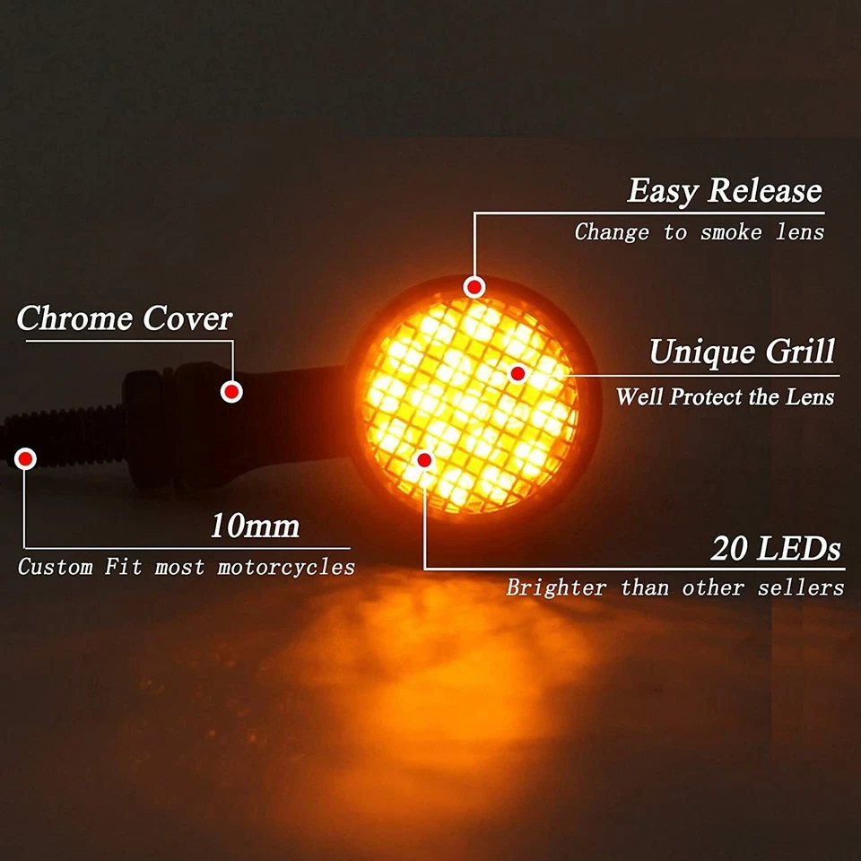 4 luces intermitentes LED de señal de giro de bala negras para motocicleta para Harley Davidson Dyna Foto 3 de 4