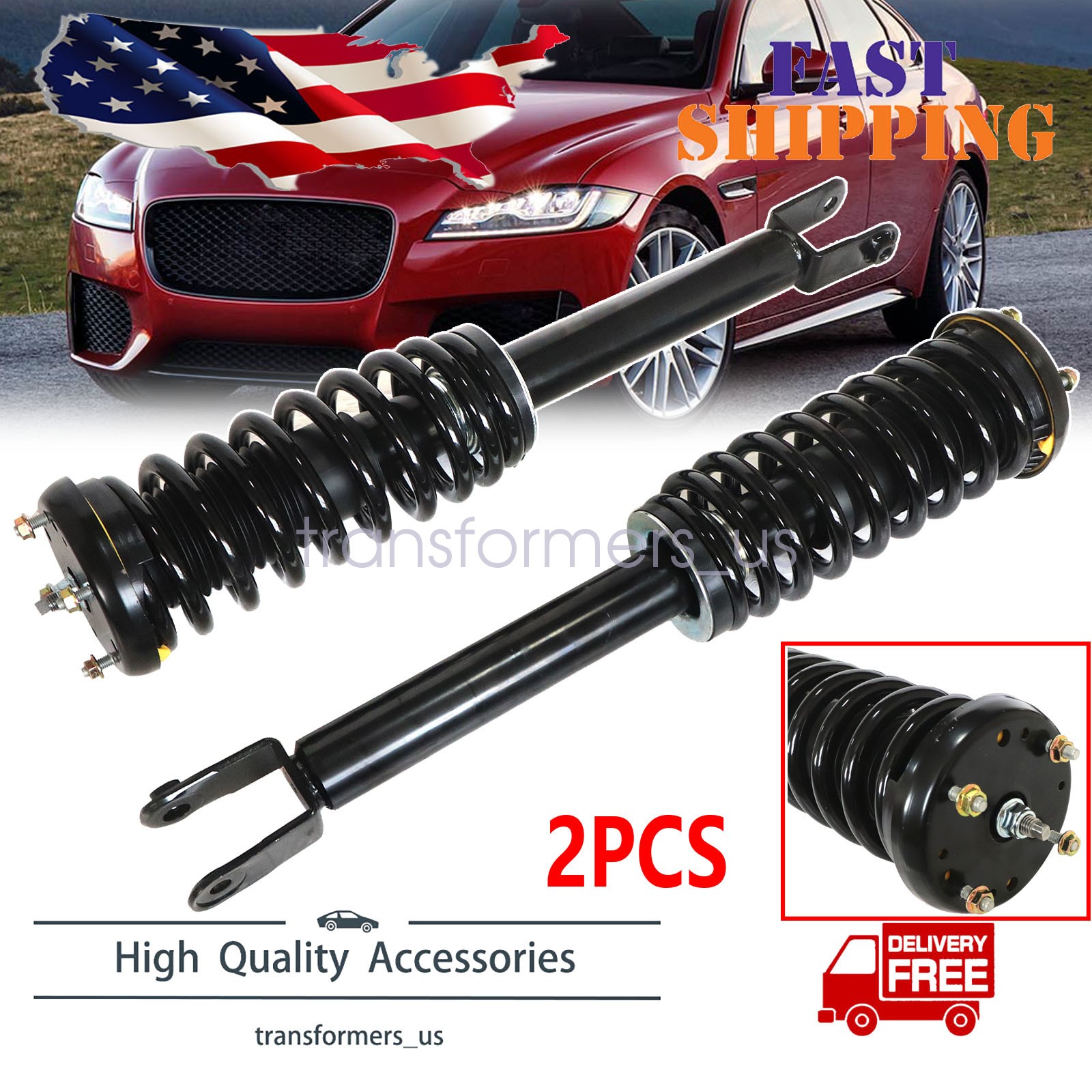 Pair For Jaguar XF RWD 2009-2015 Front Shock Asorbers Struts Assys w/o Electric