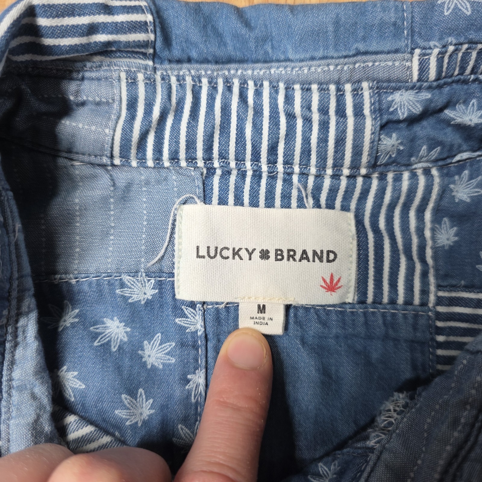 Lucky Brand Patchwork Chambray Button Down Shirt … - image 7