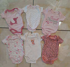 Baby Girl Pink Hearts/Animal/Polka Dot Bodysuit Lot of 6 Pieces Sz 3-6 Month