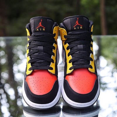 Nike Air Jordan 1 Mid SE Size 5.5Y Amarillo Orange Black Custom