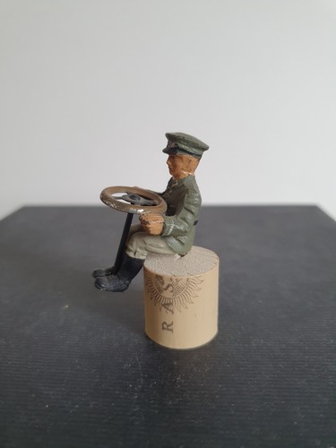 Elastolin Lineol Soldat Fahrer mit Lenkrad Fahrzeug Militär II. WK Blech Masse - Bild 6 von 10