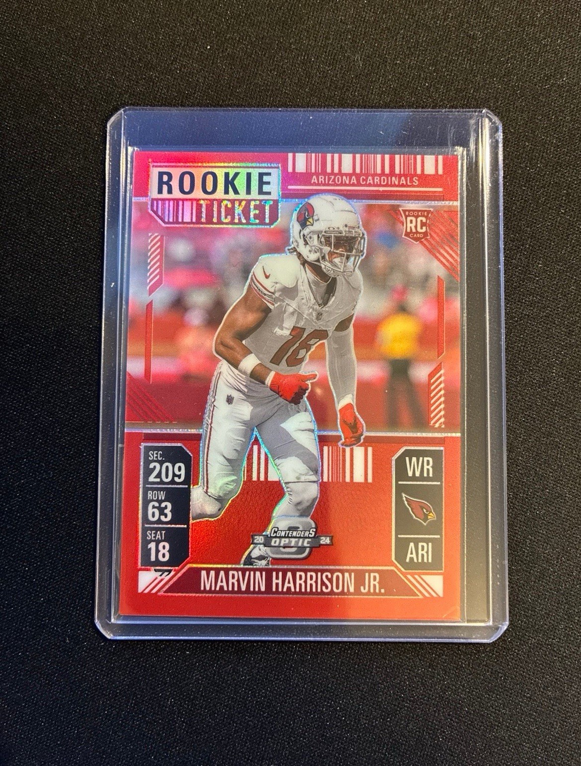 Marvin Harrison Jr. 2024 Contenders Optic ROOKIE TICKET no. 88 RED Prizm /199
