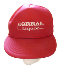 Corral Liquor store - VTG Mesh OTTO snapback Truckers cap hat - Red - Excellent