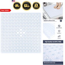 Clear Square Shower Mat Non Slip Bath Mat for Shower Tub Floor 21x21 Inches