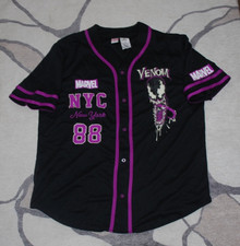 Marvel Venom NYC Baseball Jersey Black Purple White – Size Large