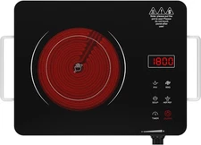 Electric Cooktop Portable Electric Cooktop 1800W Single Burner Stove with Plug