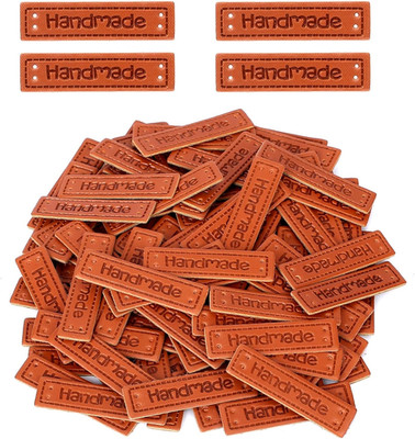 100 Stück PU Handmade Labels Leder Etiketten Tags Handgemacht Etiketten Nähen Le