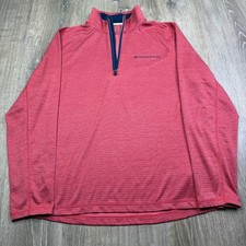 Vineyard Vines Mens Red Sankaty Performance Quarter Zip Pullover Sweater Size L