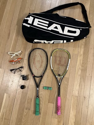 Squash Harrow Vapor 140g & Wilson N Rage 150g 3 Glasses Head Racket Case See Des