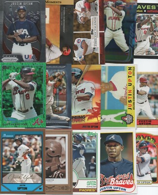Justin Upton SUPER 40 count BASEBALL Card Lot w/ Insert DBACKS BRAVES ANGELS 43a