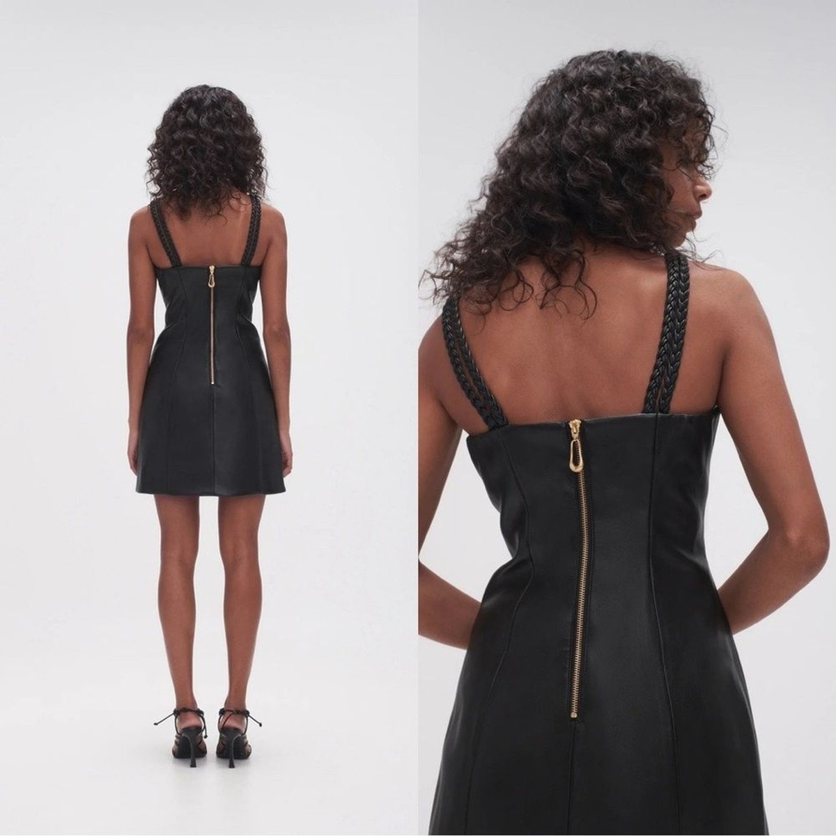 faux leather black dress Black Faux Leather Side Panel Mini Dress main image 1