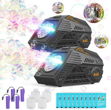 2-Pack Bubble Machine,Automatic Bubble Blower with 4 Rechargeable Batteries 2...
