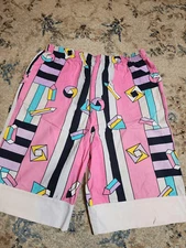 Vintage 80s Fast Breakers Multicolor Shorts Size Large Retro Pattern Geometric