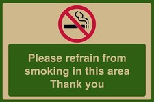 No Smoking In This Area, Safety Warning Metal Sign Plaque. Hotel, Garden, Office