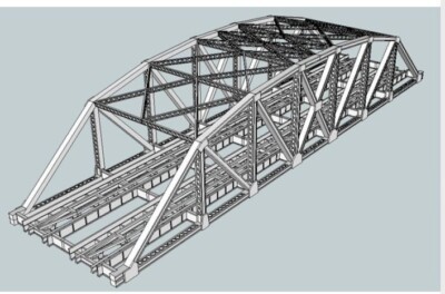 3D Printed N Scale 145 foot Double Track Arched Truss