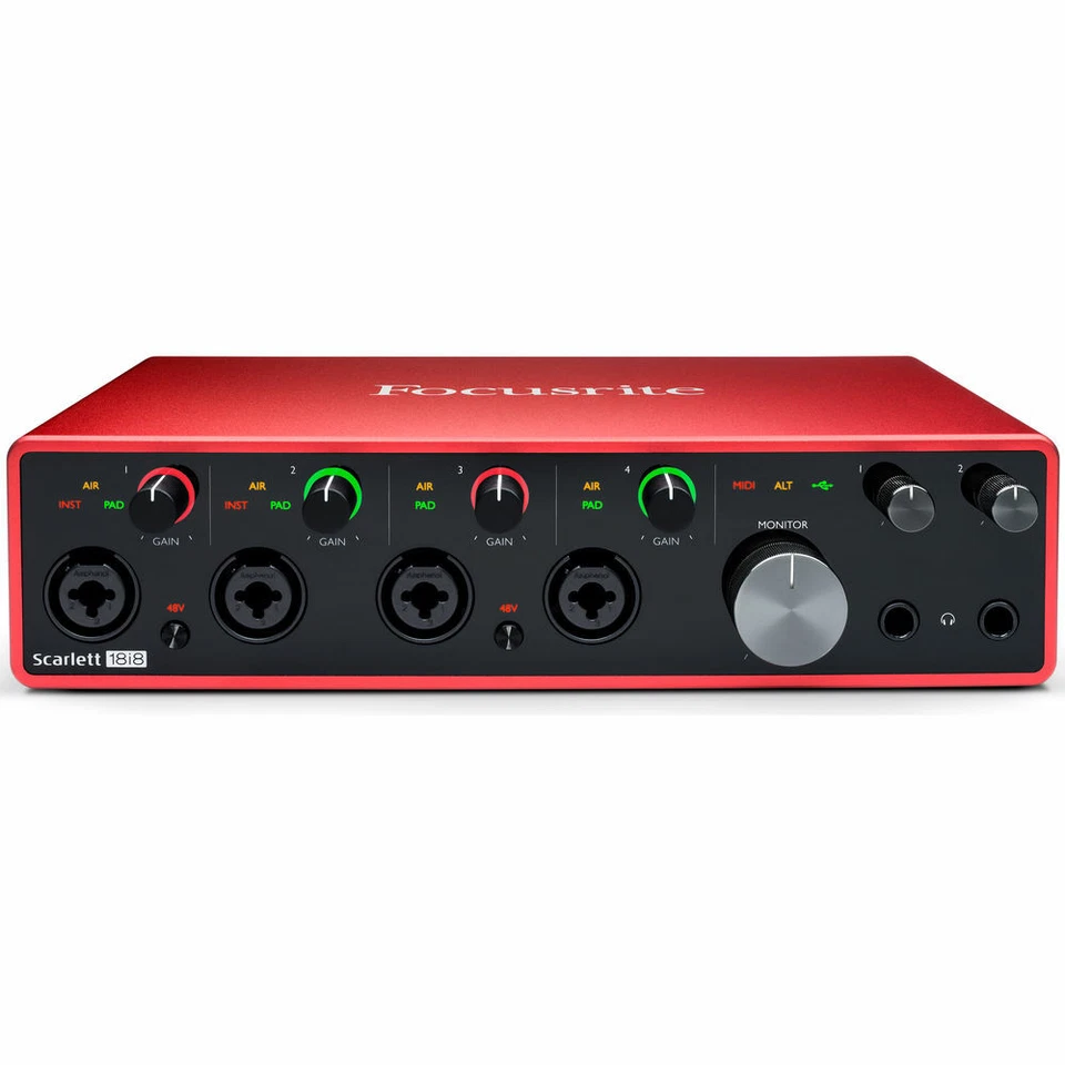 Focusrite Scarlett 18i8 USB Audio Interface (3rd Gen) w/ 2x Mic Stand & 4x Cable - Image 4 of 4