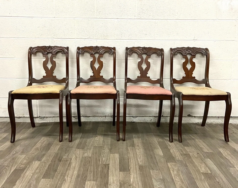 Sillas de comedor antiguas estilo Duncan Phyfe 1923 muebles Kareem - Juego de 4 Foto 3 de 4