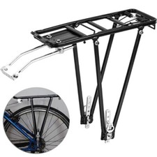 Black Alloy Rear Bicycle Pannier Rack Carrier Bag Luggage Cycle Mountain Bike UK