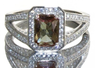 SULTANIT-RING GRÖSSE 6 SMARAGDSCHLIFF 2,00 KT STERLINGSILBER (548)