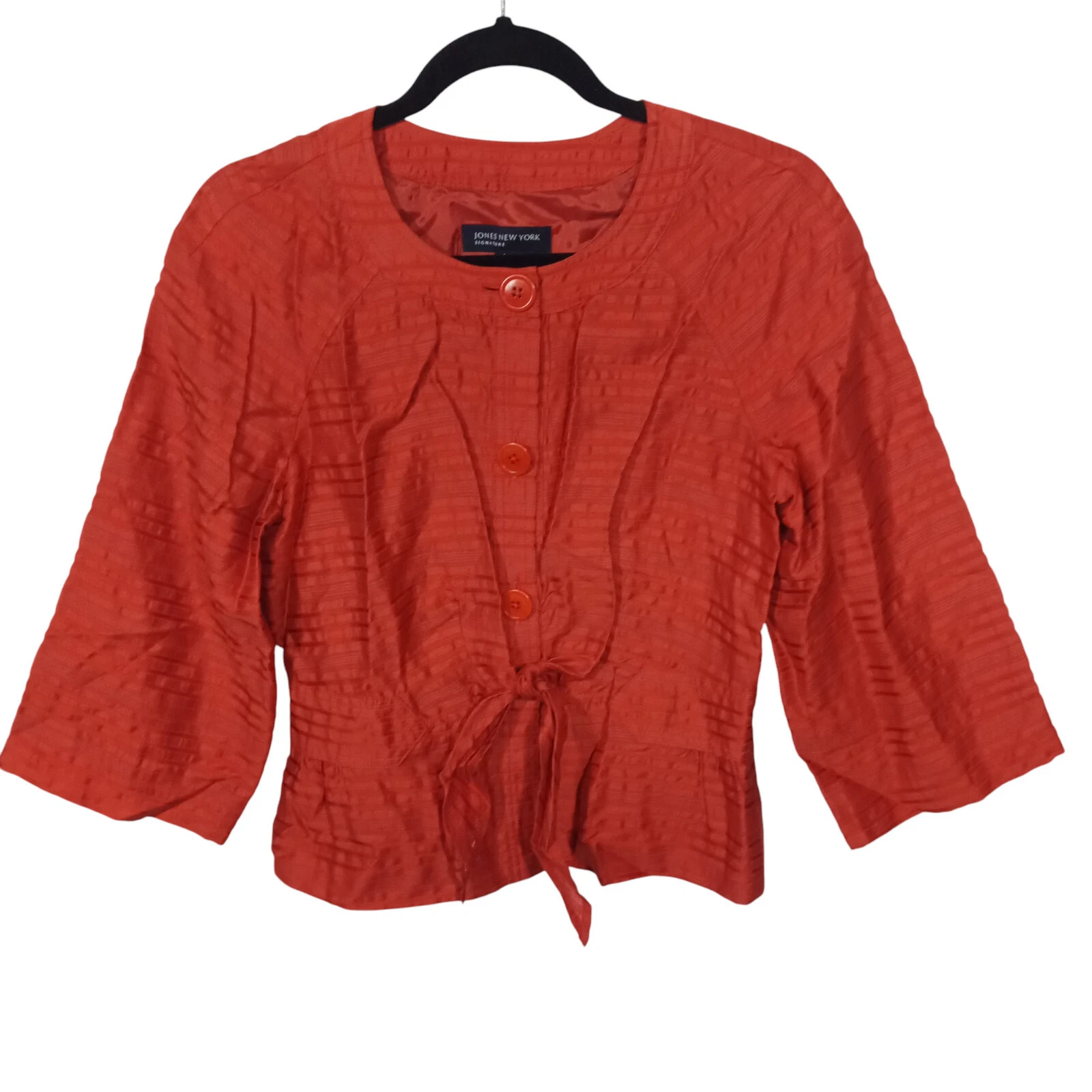 VETEMENTS Giacca donna primaverile Jones New York taglia M lino arancione leggera manica 3 4