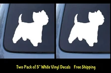 Westie Terrier Two White Vinyl Graphic Decal Car Window - West Highland Terrier
