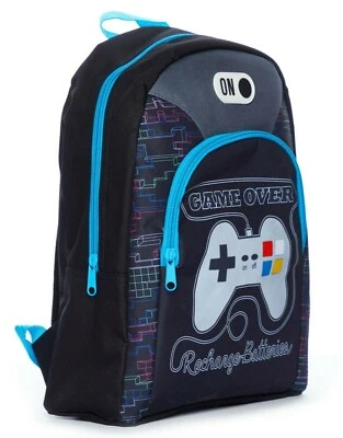 Game Over Recharge Batteries School Bag, Kids Boys Gamer Backpack