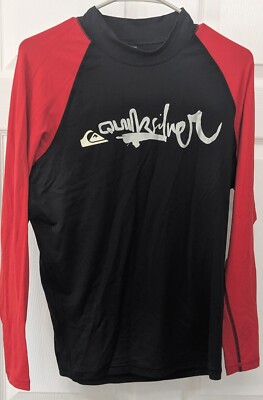 Quiksilver Women's Long Sleeve Red/Black T-Shirt Logo Front Center Size Large