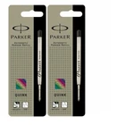 2 Pack Genuine Parker Ballpoint Refill BLACK Biro Medium Quink Flow Ball Pen