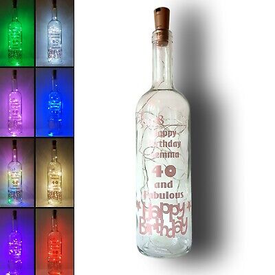 LED Star Light Up Bottle  Personalised Gift For a Birthday 18 21 30 40 50 60 70 