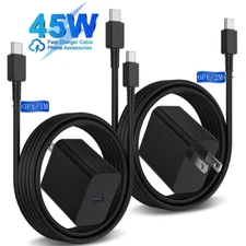 45W USB-C Fast Phone Charger & Cable For Samsung S24 Ultra S23 S22 S21 S20+ S10