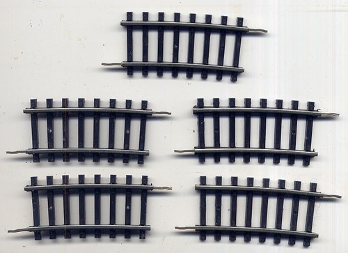 5 Stk. gebogenes Gleis 1/3, Piko-Hohlprofil, großer Radius für H0 (H0-4019)) | Zustand: Gebraucht