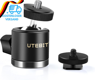 UTEBIT Mini Stativkopf Kugelkopf Mit 1/4 Blitzschuhadapter 360° Drehbar Ball Hea