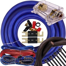 Elite 0 Gauge Amp Kit Amplifier Install Wiring 0 Ga Wire 5000W to 8000W Blue PK3