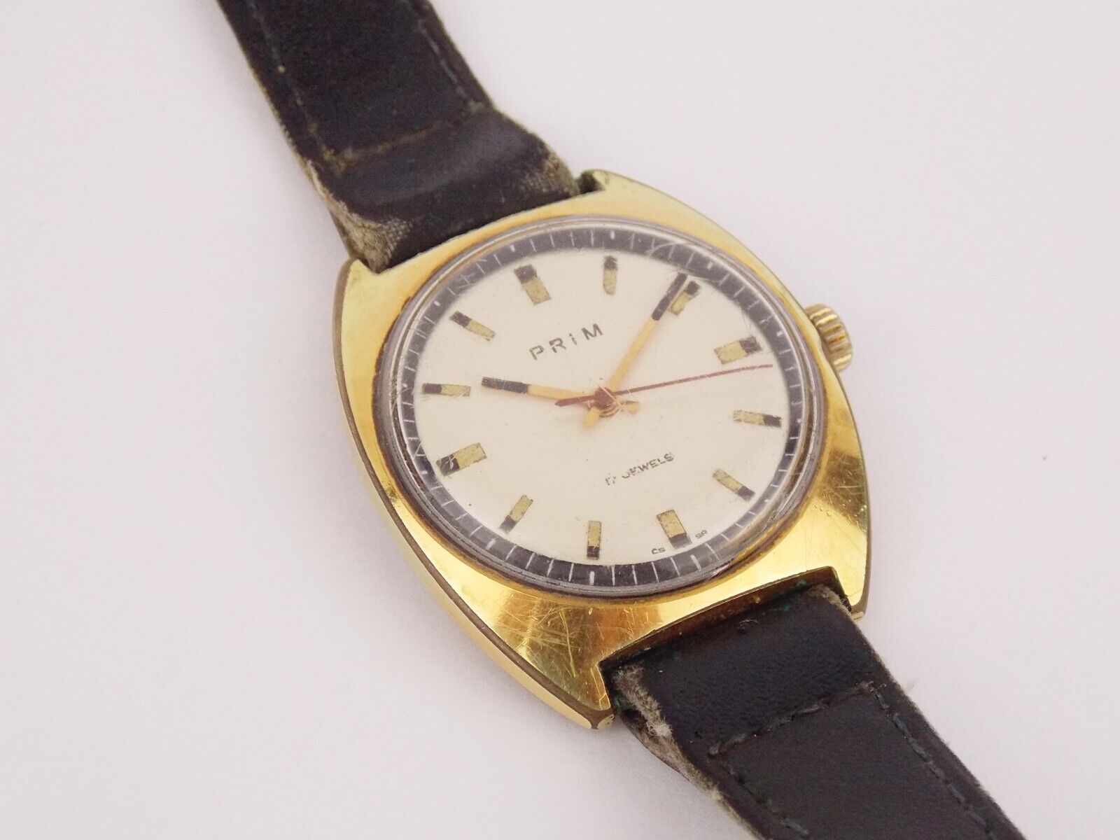 Vintage PRIM  Czechoslovakia Gold Plated Mechanical Gentleman Mens Wristwatch