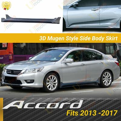 Fits Honda Accord 2013-2017 VIP 3D Mugen MOD Style Black Side Skirts Body Kit