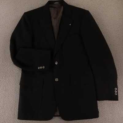 VTG Stafford Jacket M Black Polyester Wool Hopsack Patch Pockets Breathable 38L