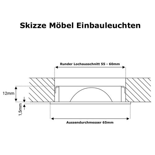 Superflache LED Möbel Einbauspots Milena 12V 3W mit Zuleitung 1.8m - ohne Trafo - Bild 2 von 15