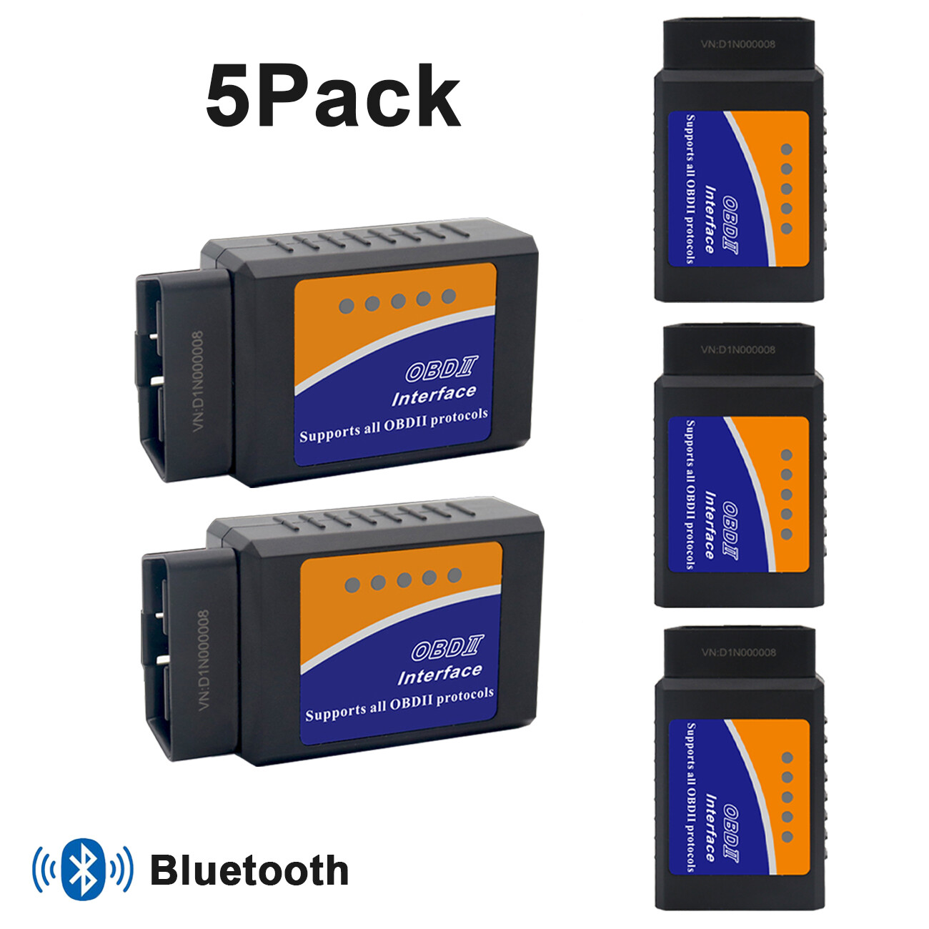 5 Pcs Bluetooth OBD2 OBDII Car Diagnostic Scanner Auto Fault Code Reader Tool-image