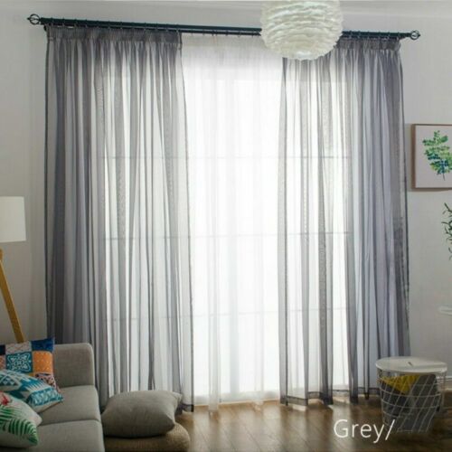 Sheer Tone Voile Curtain Panel Pelmet Net Tulle Fabric Multicolored Modern Decor - Picture 14 of 41