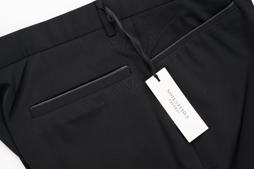 NWT VERSACE COLLECTION Solid Black Flat Front Wool Blend Dress Pants 40 (EU 56) - Picture 2 of 6