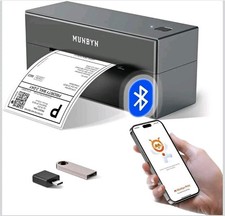 MUNBYN 130B BLACK Bluetooth 4x6 postage Shipping thermal Label Printer .